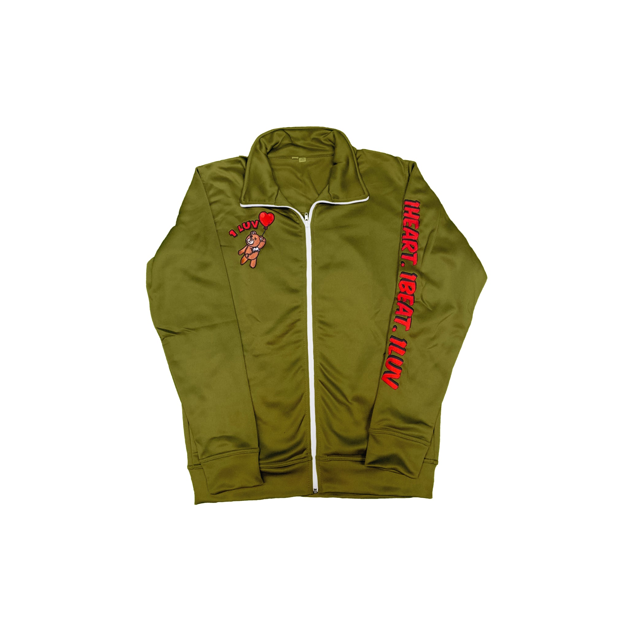 1Luv "Olive Green" Tracksuit Top (No Hood)