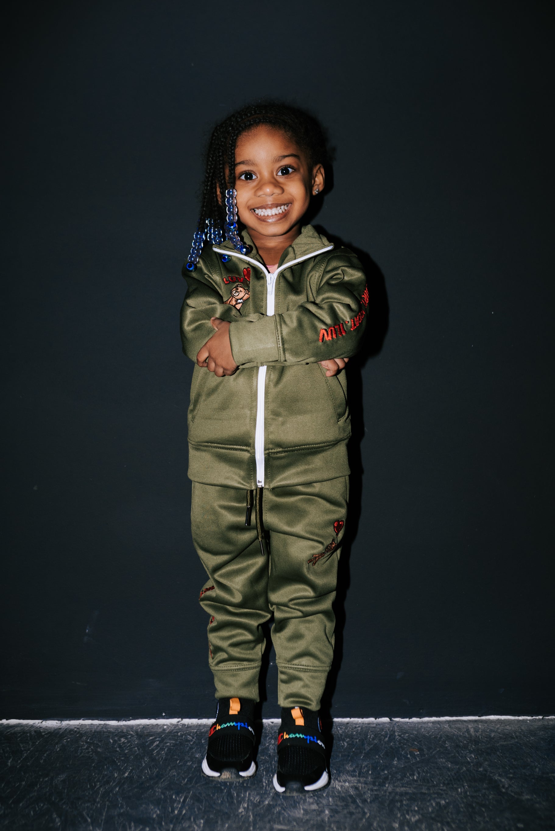 1Luv “Olive Green” Track Suit (Kids)