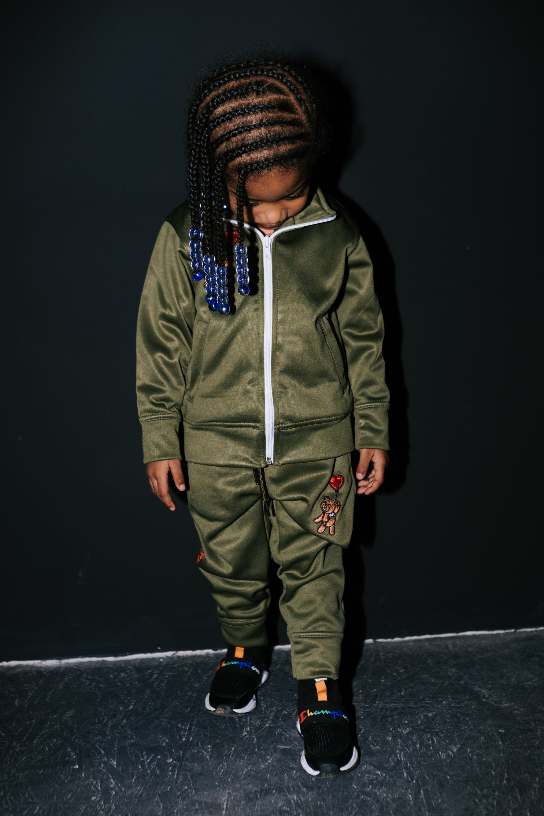 1Luv “Olive Green” Track Suit (Kids)