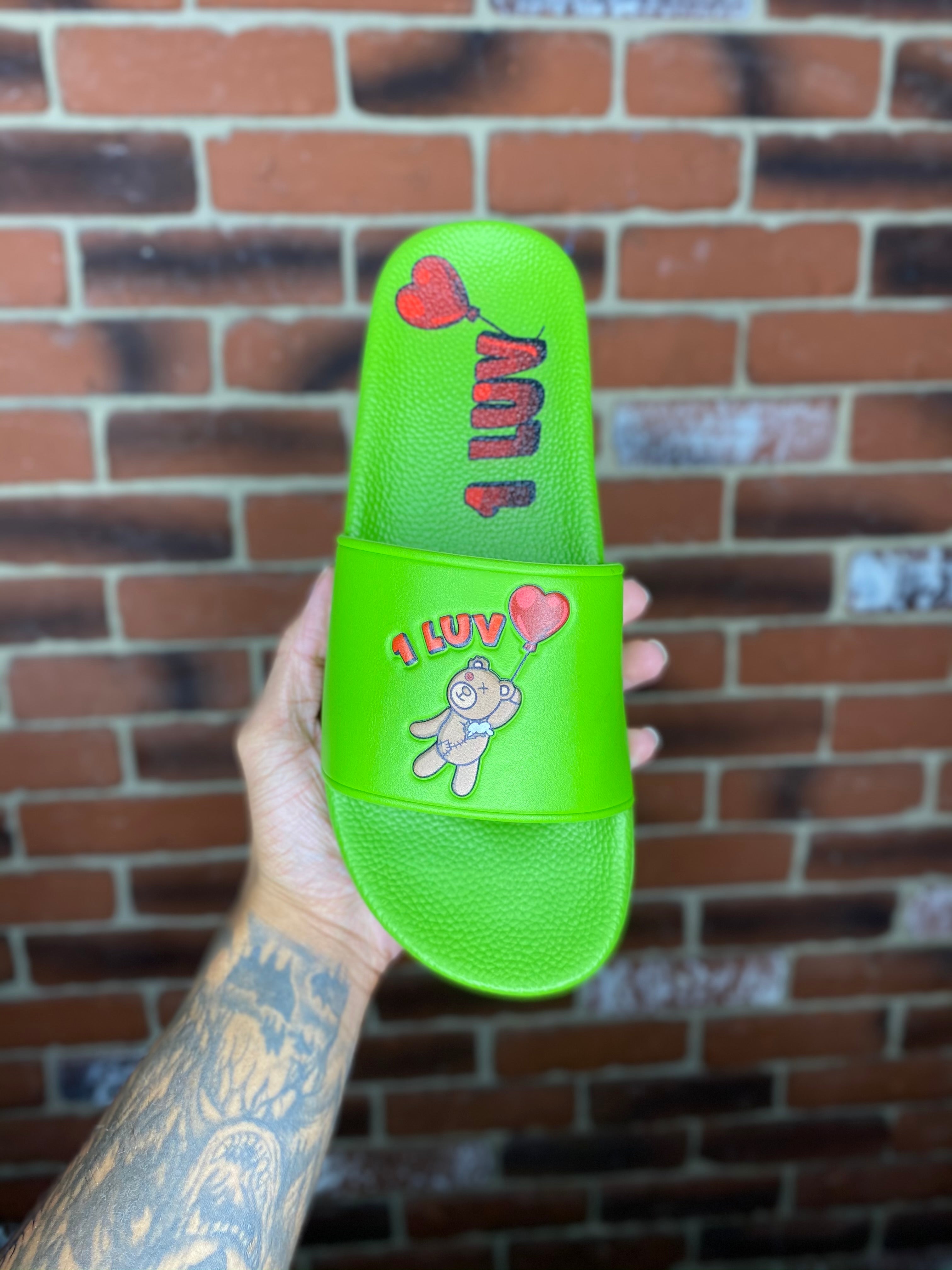 1Luv “Neon Green” Slides